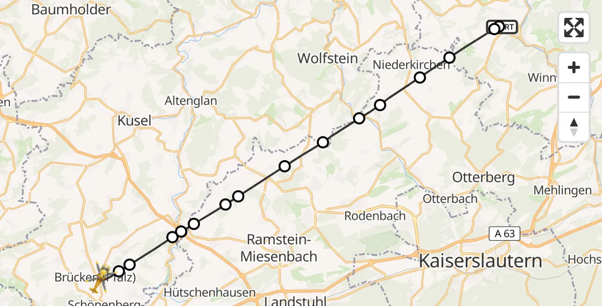 Routekaart van de vlucht: Rettungshubschrauber nach Brücken (Pfalz), Ketteler Straße