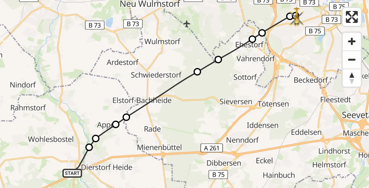 Routekaart van de vlucht: Rettungshubschrauber nach Asklepios Hospital Harburg