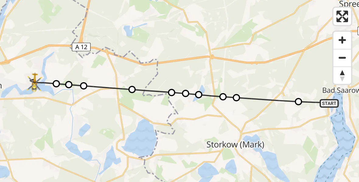 Routekaart van de vlucht: Rettungshubschrauber nach Königs Wusterhausen, Karl-Marx-Straße