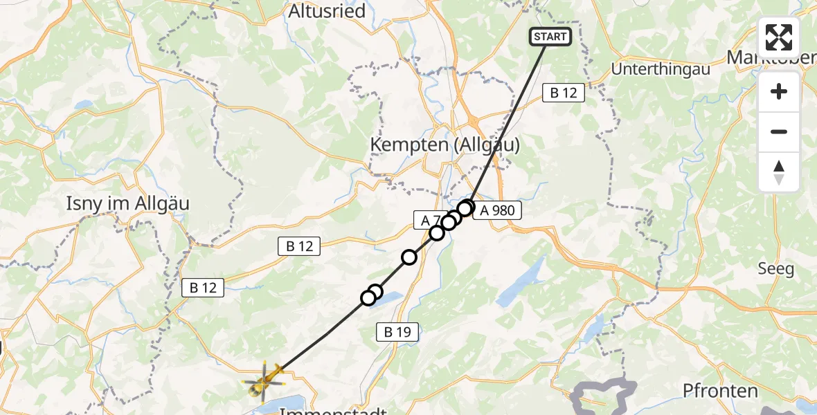Routekaart van de vlucht: Rettungshubschrauber nach Missen, St 2006