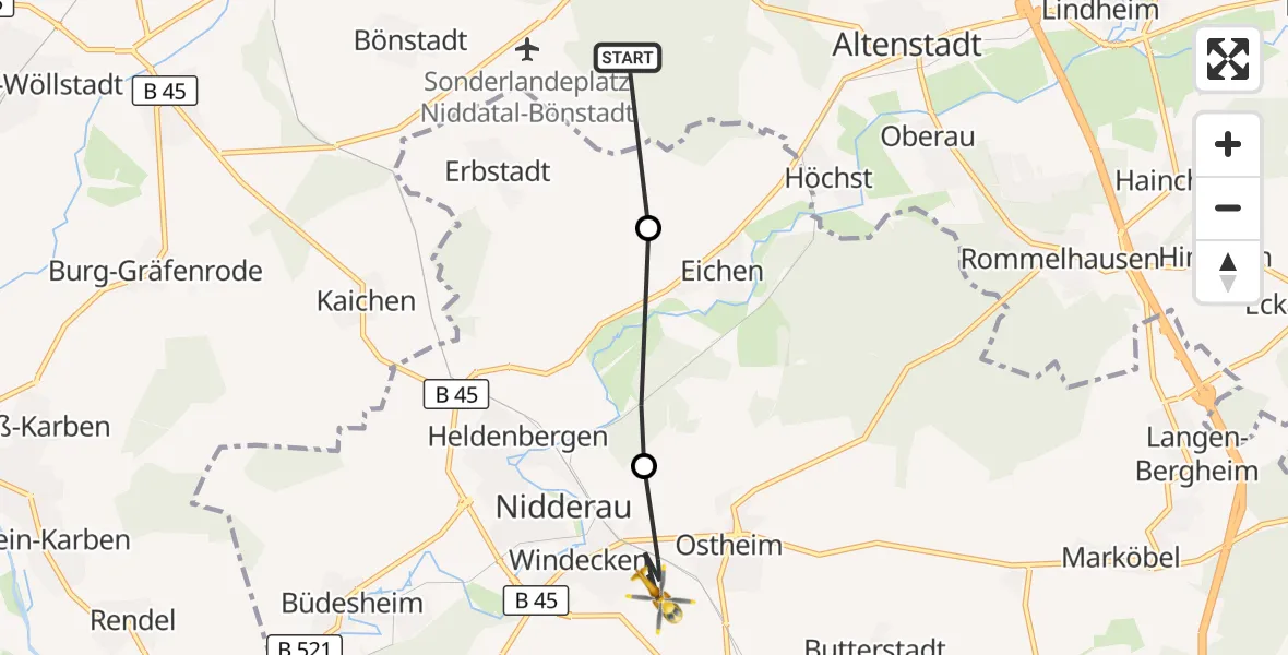 Flugroute Ambulanzhubschrauber Bönstadt - Windecken, 08 März 2026, 11:51