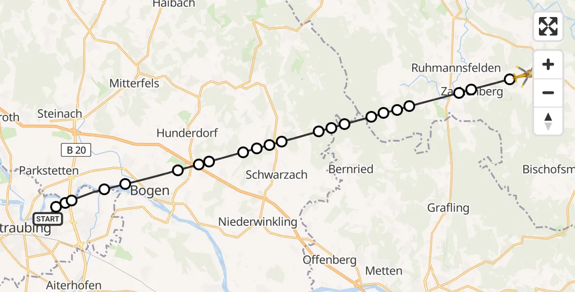 Routekaart van de vlucht: Rettungshubschrauber nach Triefenried, REG 13