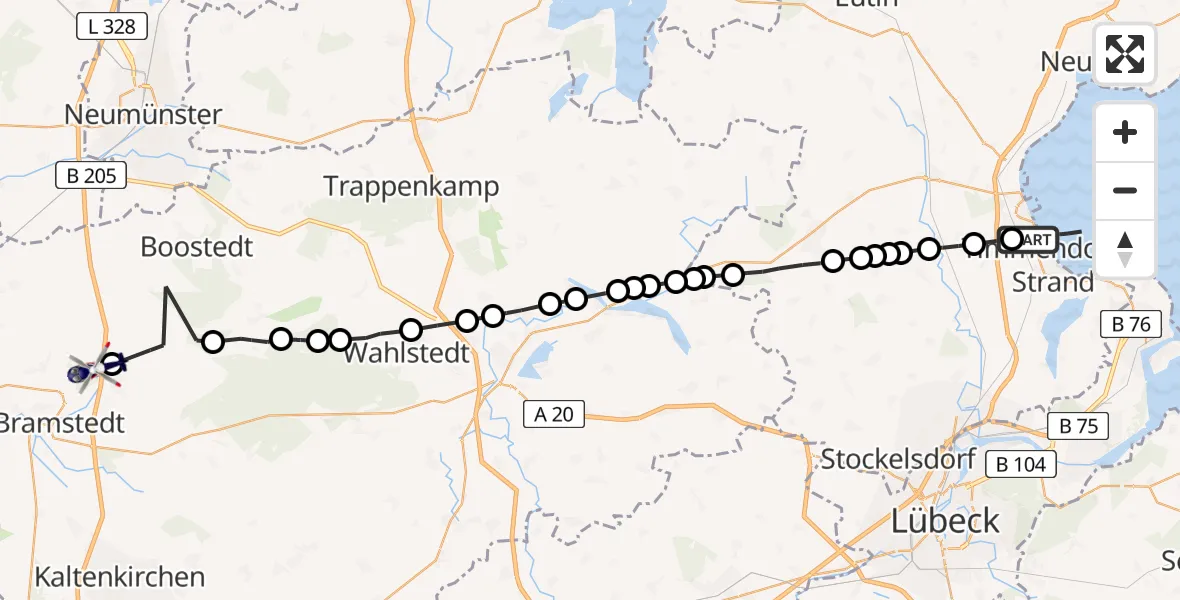 Routekaart van de vlucht: Polizeihubschrauber nach Wiemersdorf, Bahnhofstraße