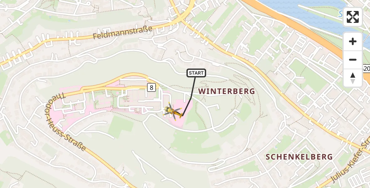 Flugroute Rettungshubschrauber Saarbrücken - Saarbrücken, 08 März 2026, 14:30