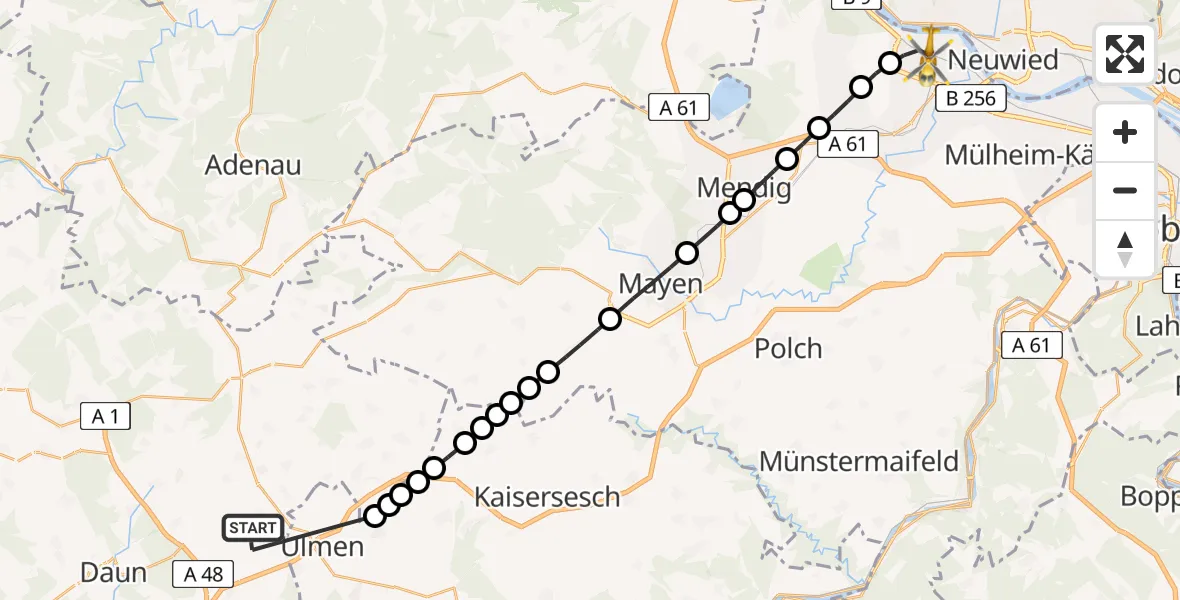 Routekaart van de vlucht: Ambulanzhubschrauber nach Andernach, Stifterstraße