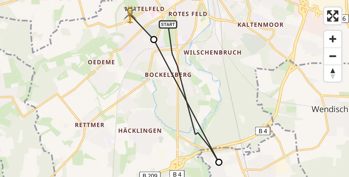Flugroute Rettungshubschrauber Lüneburg - Lüneburg, 08 März 2026, 14:37