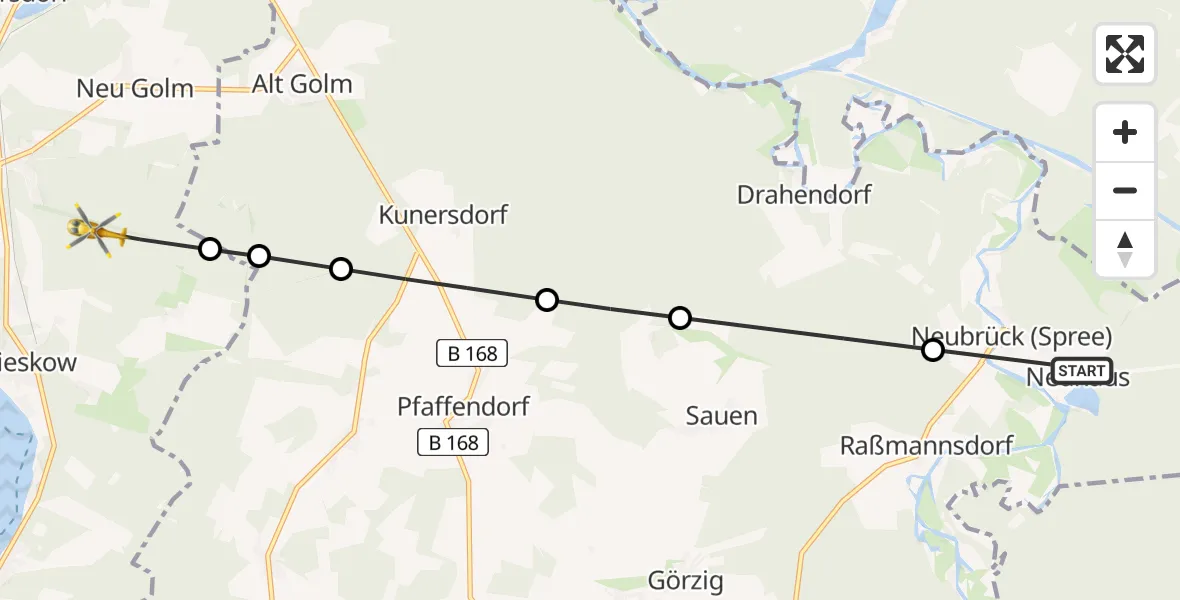 Flugroute Rettungshubschrauber Neubrück - Bad Saarow, 08 März 2026, 14:50
