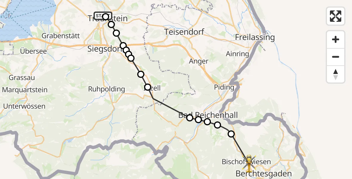Routekaart van de vlucht: Rettungshubschrauber nach Bischofswiesen, Hauptstraße