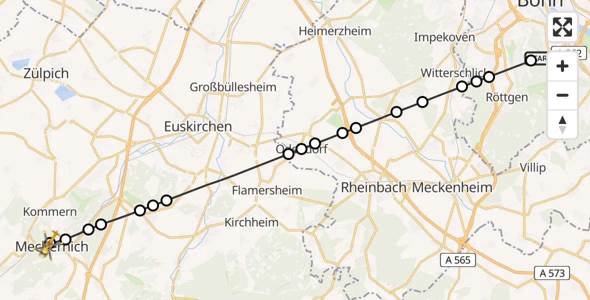 Routekaart van de vlucht: Ambulanzhubschrauber nach Mechernich, Sankt-Elisabeth-Straße