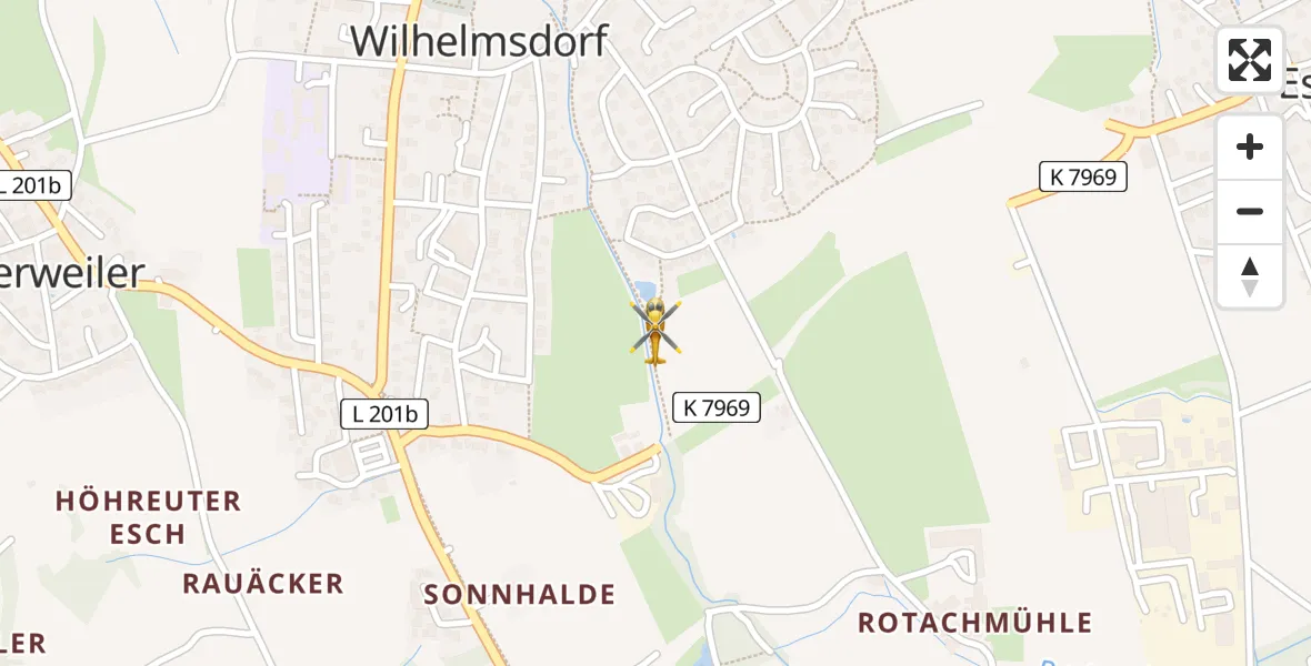 Flugroute Rettungshubschrauber Niederweiler - Niederweiler, 08 März 2026, 15:14