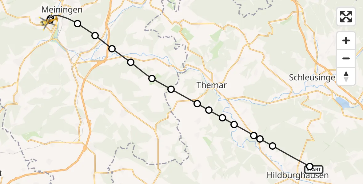 Routekaart van de vlucht: Ambulanzhubschrauber nach Helios Clinic Meiningen
