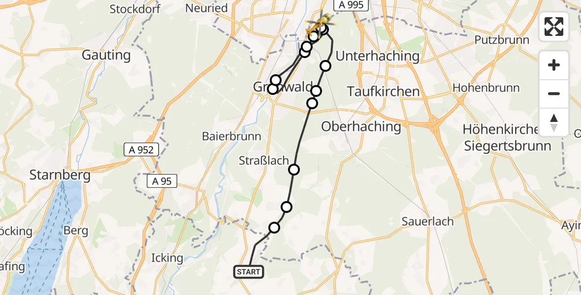 Flugroute Rettungshubschrauber Deining - ADAC Air Rescue Center Heliport (Christoph 1), 08 März 2026, 15:41