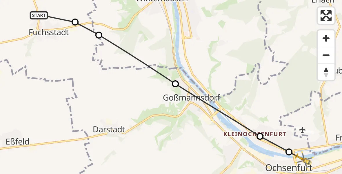 Routekaart van de vlucht: Rettungshubschrauber nach Ochsenfurt, Mainuferstraße