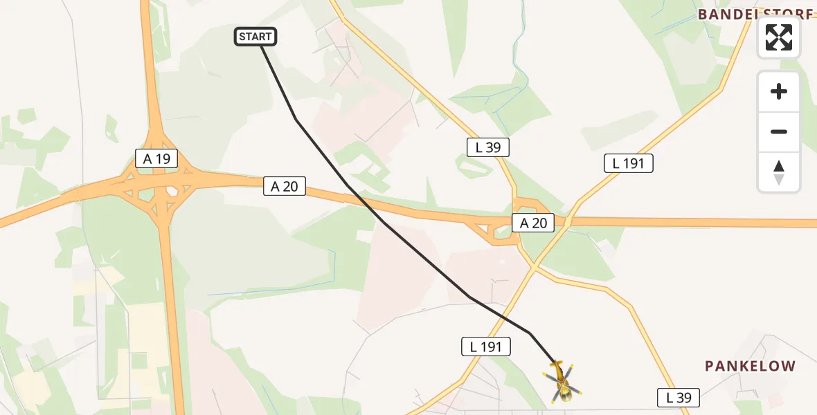 Flugroute Ambulanzhubschrauber Dummerstorf - Dummerstorf, 08 März 2026, 16:41