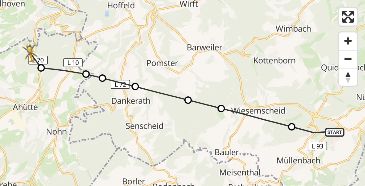 Flugroute Ambulanzhubschrauber Müllenbach - Ahütte, 08 März 2026, 17:32