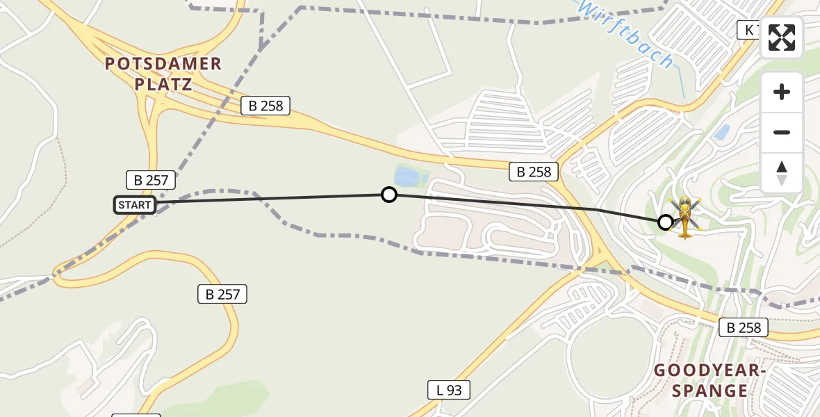Flugroute Ambulanzhubschrauber Wiesemscheid - Nürburgring Heliport, 08 März 2026, 18:07
