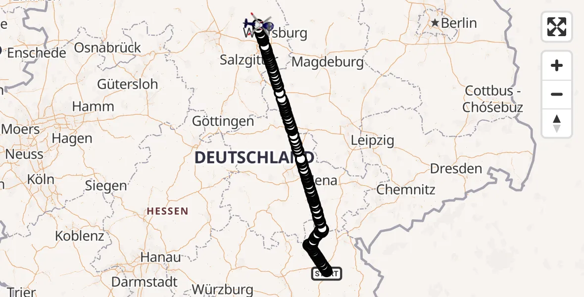 Flugroute Polizeihubschrauber Allersdorf - Gifhorn Federal Police Heliport, 08 März 2026, 18:18