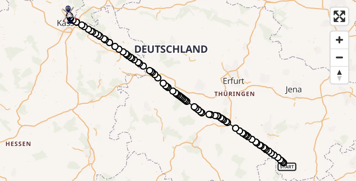 Flugroute Polizeihubschrauber Heberndorf - Fuldatal Federal Police Heliport, 08 März 2026, 18:48