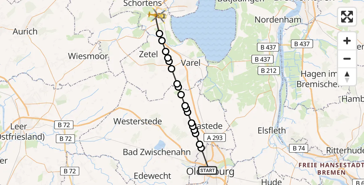 Routekaart van de vlucht: Rettungshubschrauber nach Sande, Leyleckerhörn