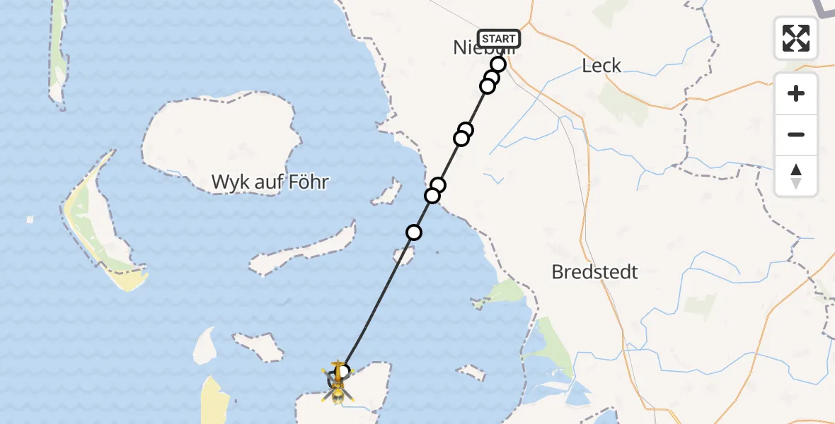 Routekaart van de vlucht: Rettungshubschrauber nach Pellworm, Norderhaffdeich
