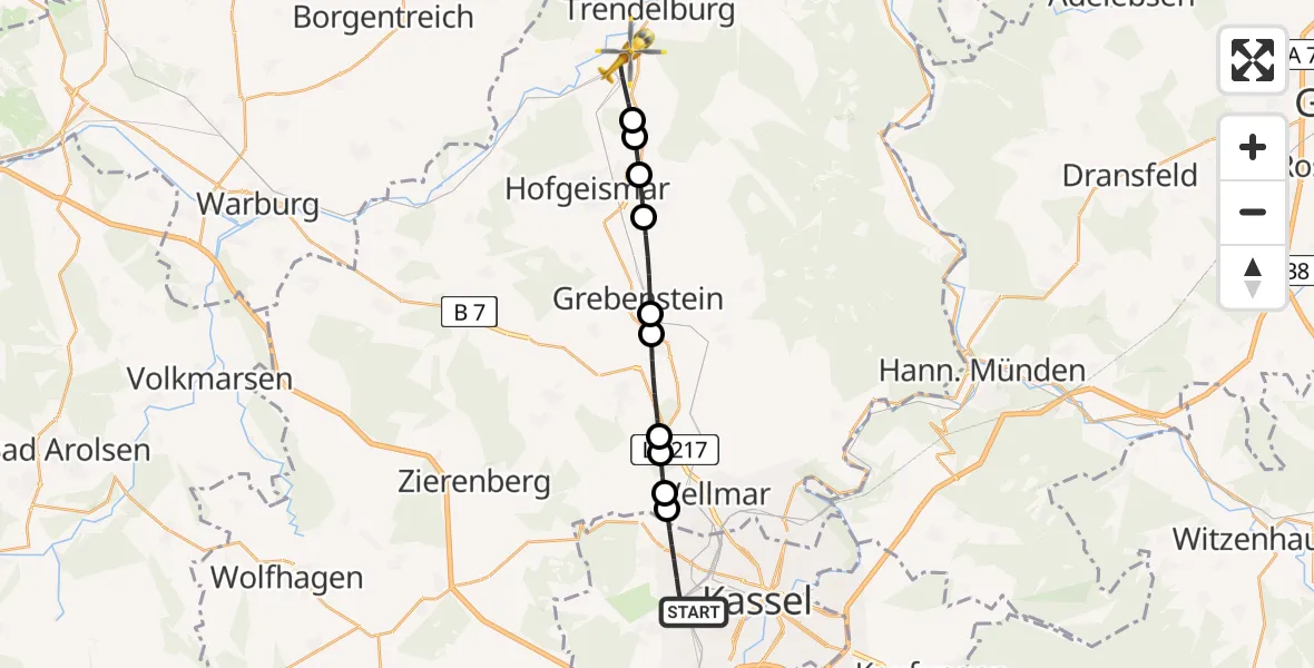 Routekaart van de vlucht: Rettungshubschrauber nach Hümme, Wiesenwegstraße
