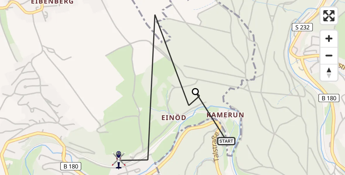 Routekaart van de vlucht: Polizeihubschrauber nach Burkhardtsdorf, Mühlenweg