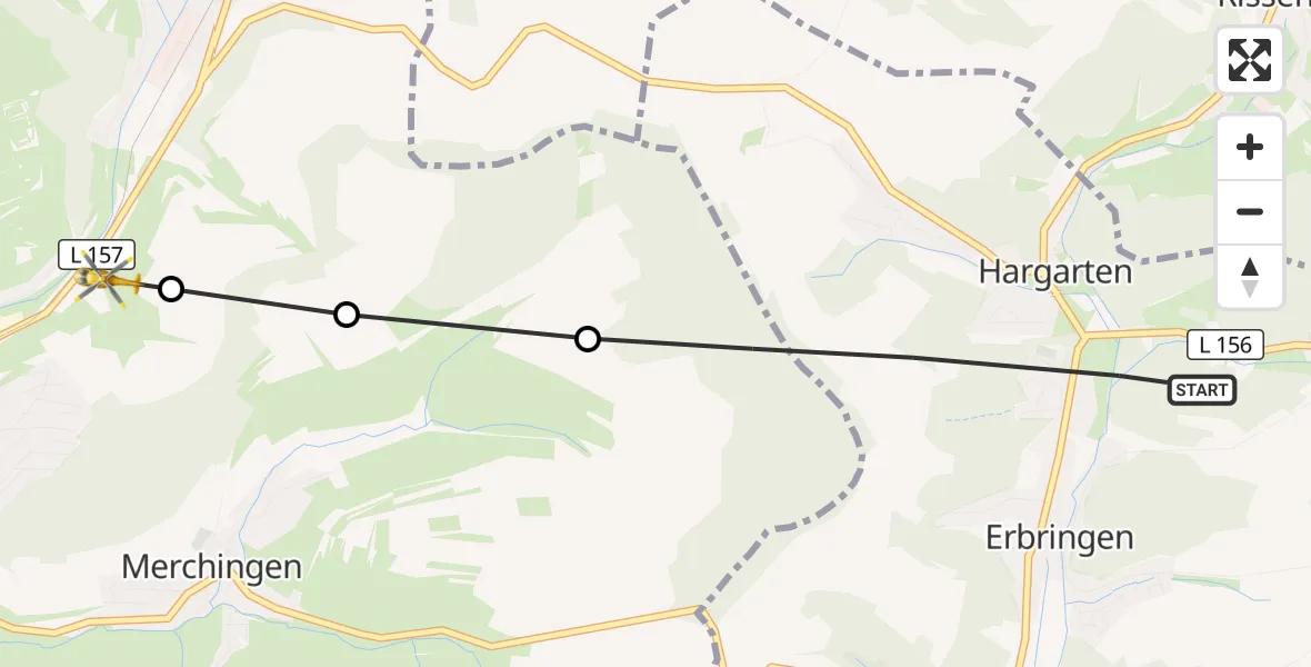 Flugroute Rettungshubschrauber Beckingen - Brotdorf, 09 März 2026, 08:22