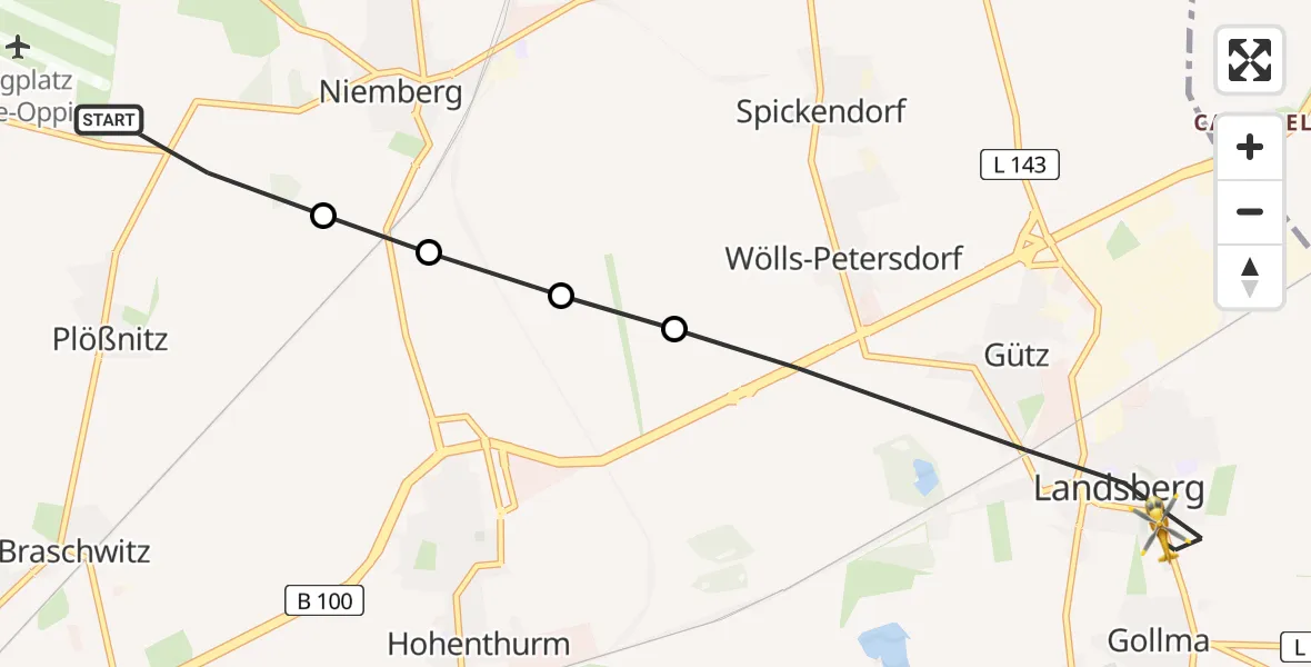 Routekaart van de vlucht: Ambulanzhubschrauber nach Landsberg, Am Park