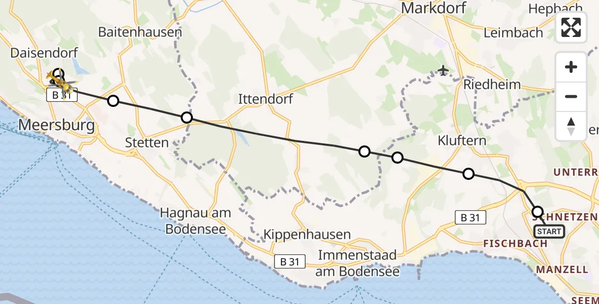 Routekaart van de vlucht: Rettungshubschrauber nach Meersburg, Kurallee