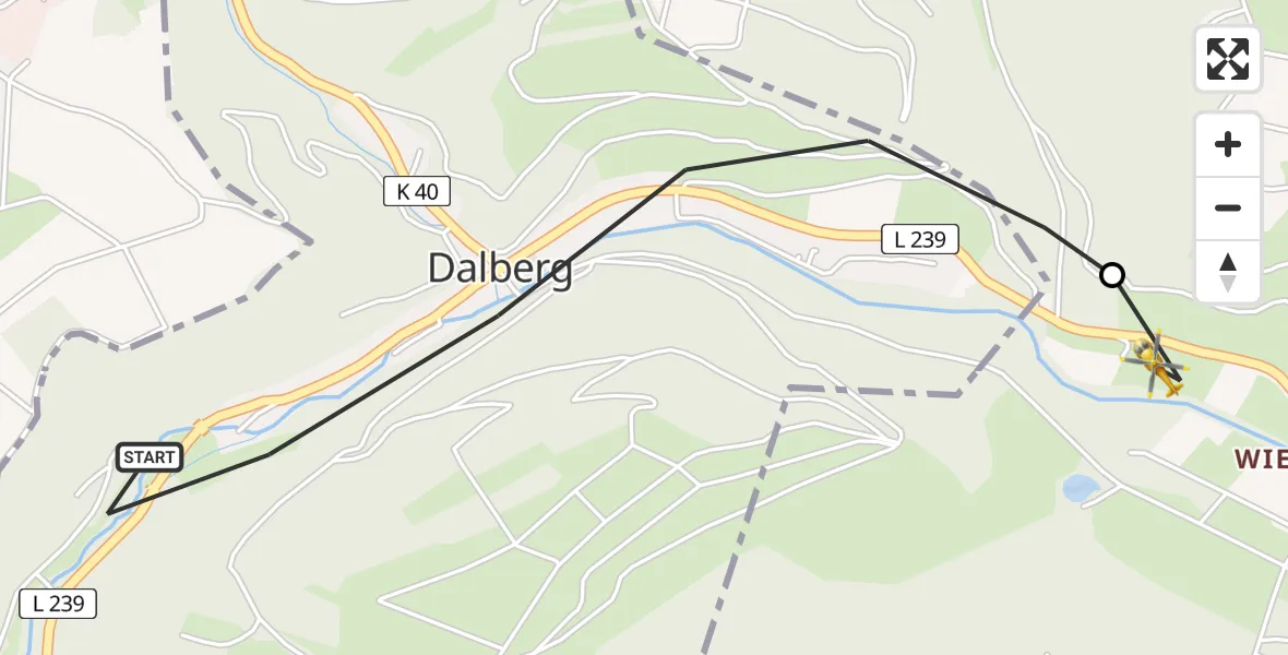 Routekaart van de vlucht: Rettungshubschrauber nach Wallhausen, L 239