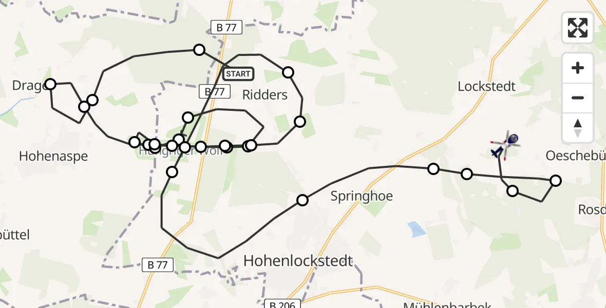 Routekaart van de vlucht: Polizeihubschrauber nach Lockstedt, Kellinghusener Weg