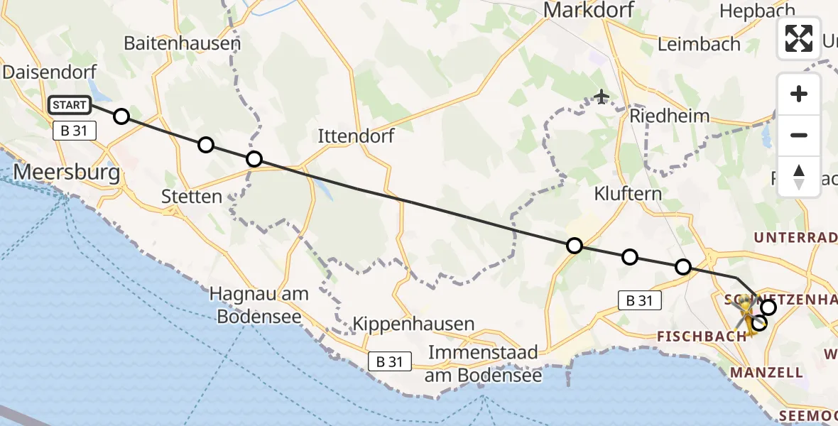 Routekaart van de vlucht: Rettungshubschrauber nach Friedrichshafen Hospital