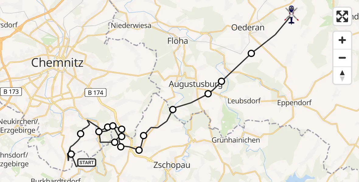 Routekaart van de vlucht: Polizeihubschrauber nach Kirchbach, Dorfstraße