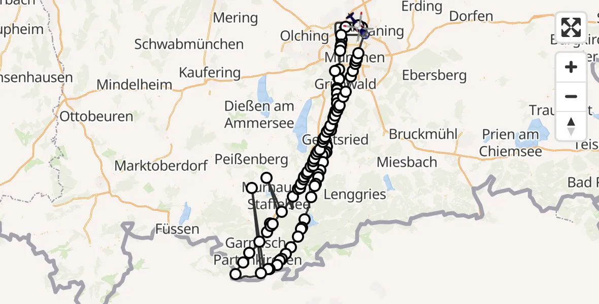 Flugroute Polizeihubschrauber Oberschleißheim - Lustheim, 09 März 2026, 10:30