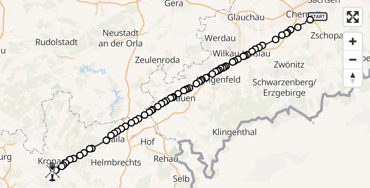 Routekaart van de vlucht: Polizeihubschrauber nach Eichenbühl