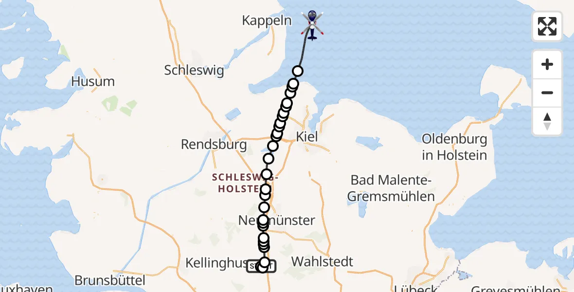 Routekaart van de vlucht: Polizeihubschrauber nach Schwedeneck, Bad Bramstedt Heliport