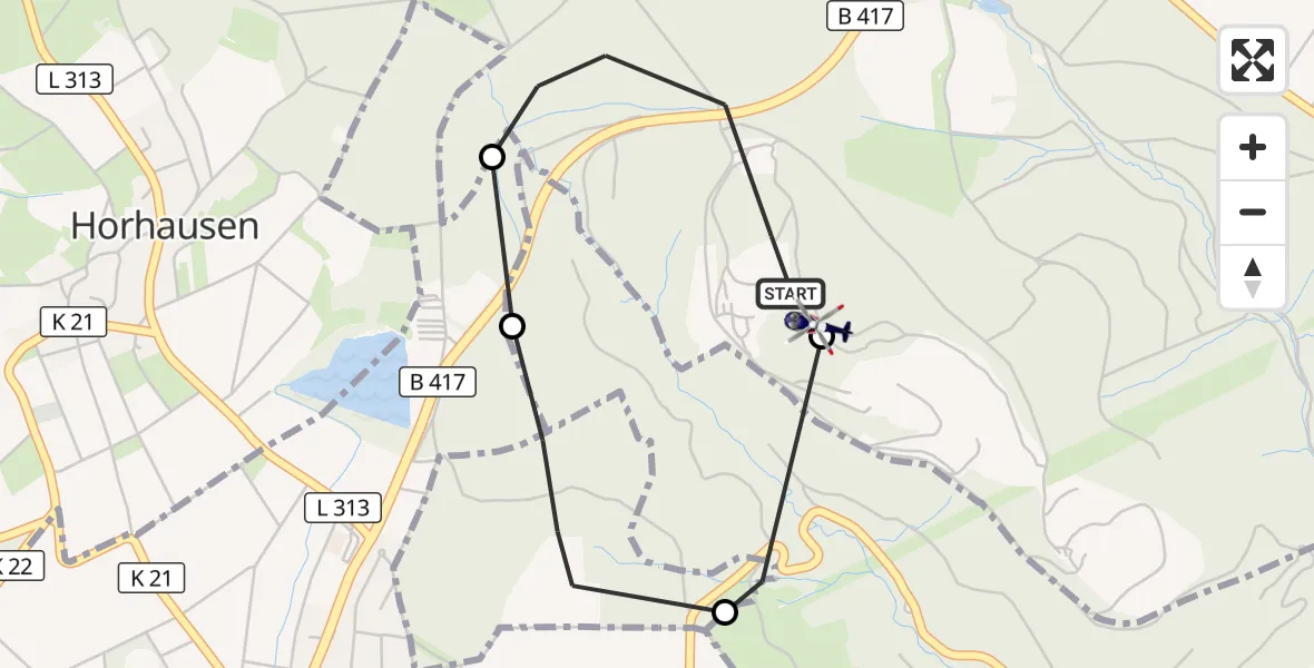 Flugroute Polizeihubschrauber Langenscheid - Geilnau, 09 März 2026, 11:02