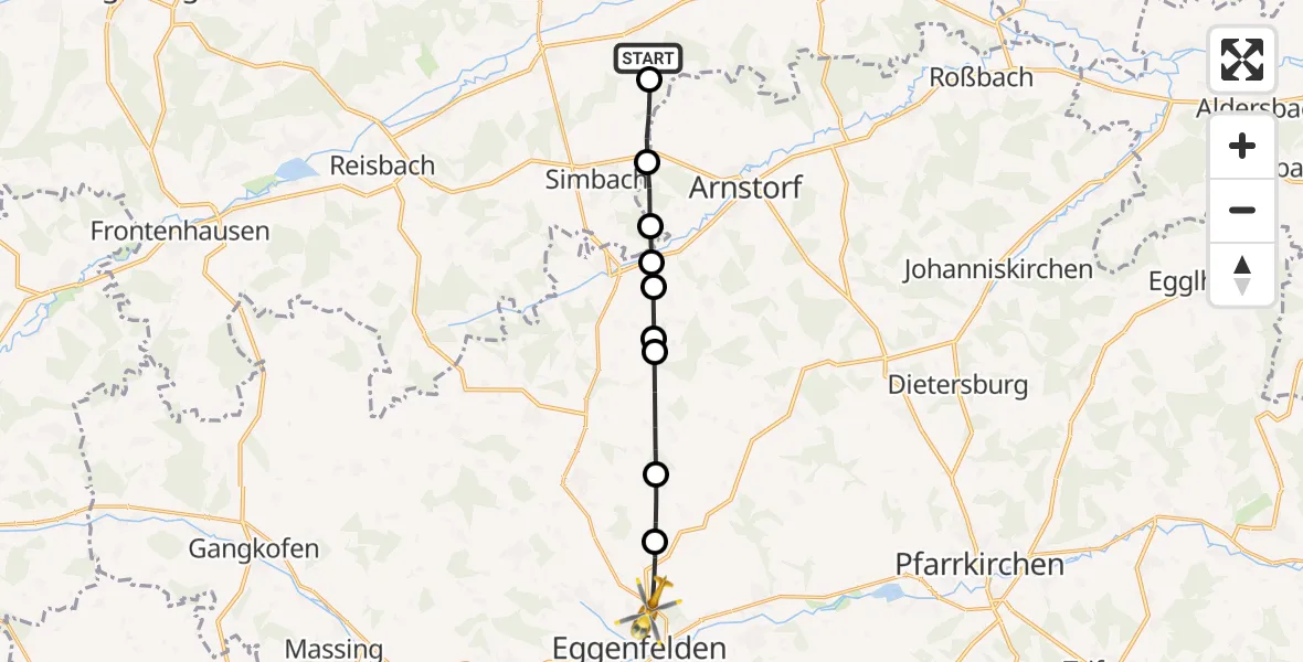 Routekaart van de vlucht: Rettungshubschrauber nach Eggenfelden, Kastenberg