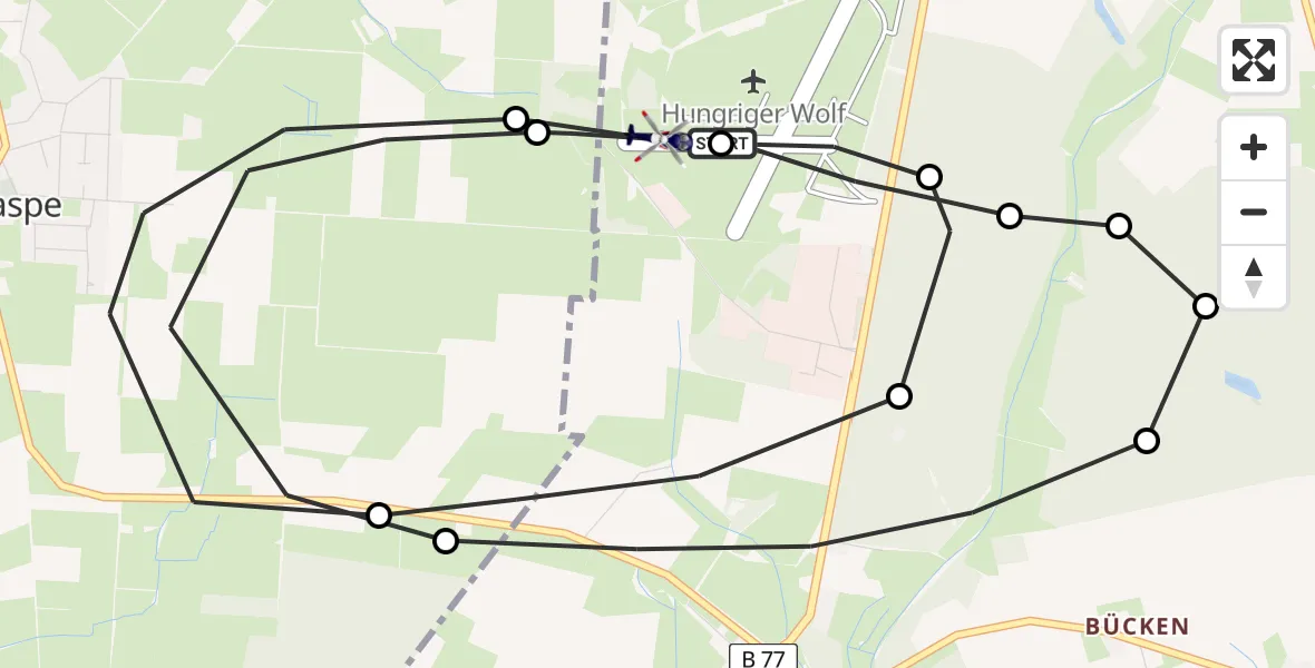 Routekaart van de vlucht: Polizeihubschrauber nach Hohenlockstedt, Hungriger Wolf