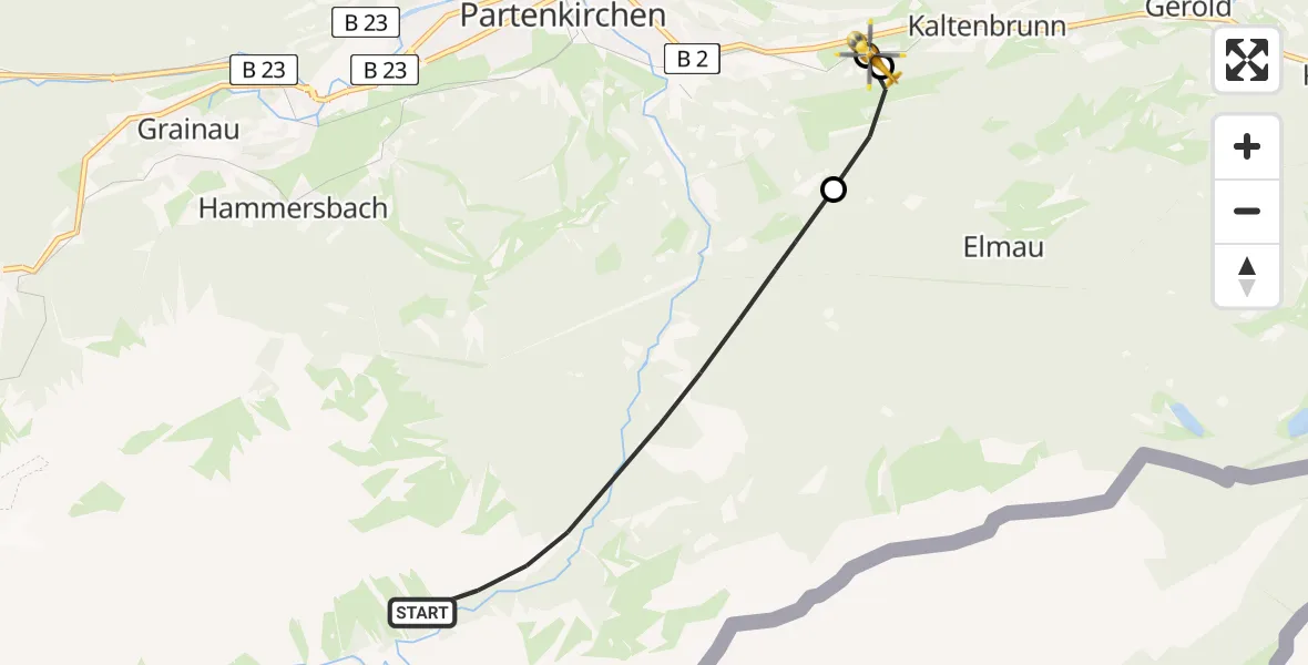 Flugroute Rettungshubschrauber Garmisch-Partenkirchen - Garmisch-Partenkirchen, 09 März 2026, 16:03