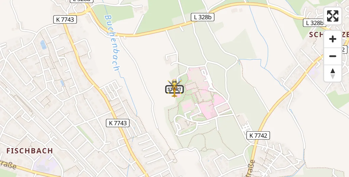 Flugroute Rettungshubschrauber Friedrichshafen Hospital - Friedrichshafen Hospital, 09 März 2026, 16:06