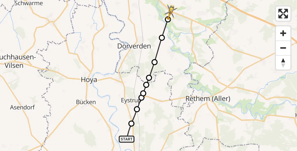 Routekaart van de vlucht: Rettungshubschrauber nach Hohenaverbergen, Verdener Straße