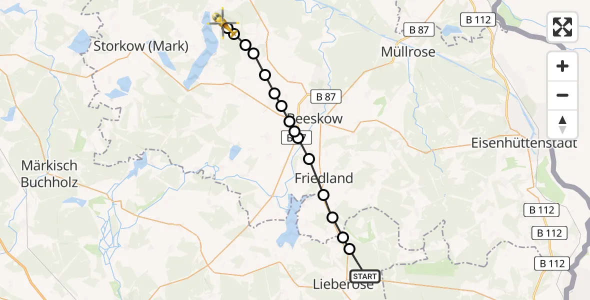 Routekaart van de vlucht: Rettungshubschrauber nach Pieskow, Annenhofer Weg
