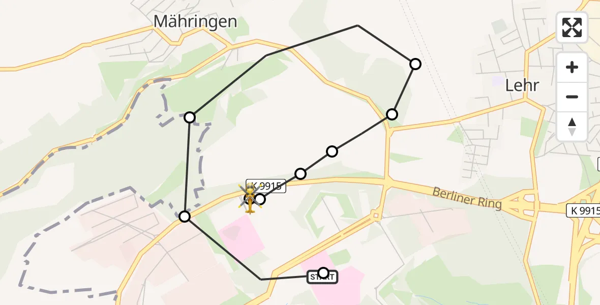 Routekaart van de vlucht: Rettungshubschrauber nach ADAC Air Rescue Station Ulm (Christoph 22)