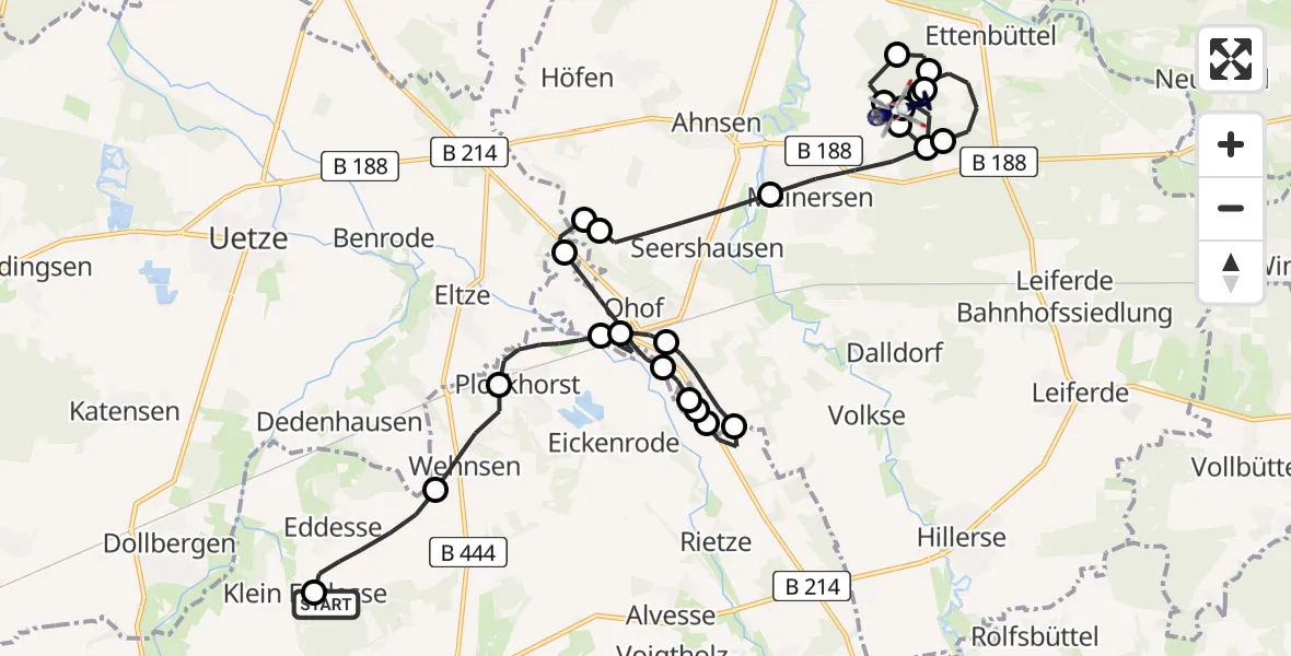 Flugroute Polizeihubschrauber Flugplatz Peine-Eddesse - Meinersen, 09 März 2026, 20:18