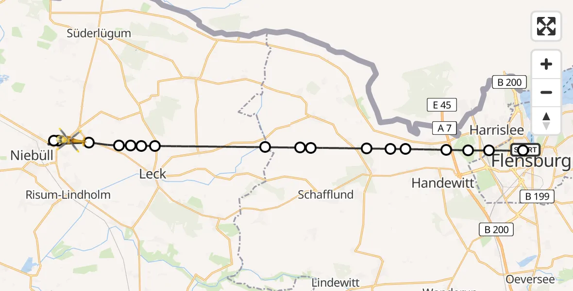 Routekaart van de vlucht: Rettungshubschrauber nach Klixbüll, Hörnkweg