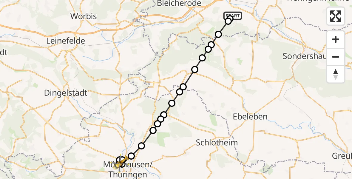 Flugroute Rettungshubschrauber Nohra - Sachsensiedlung, 10 März 2026, 06:34