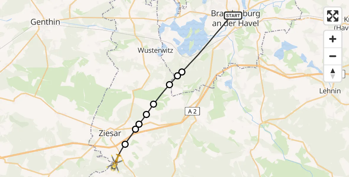 Routekaart van de vlucht: Rettungshubschrauber nach Buckau, K 6944