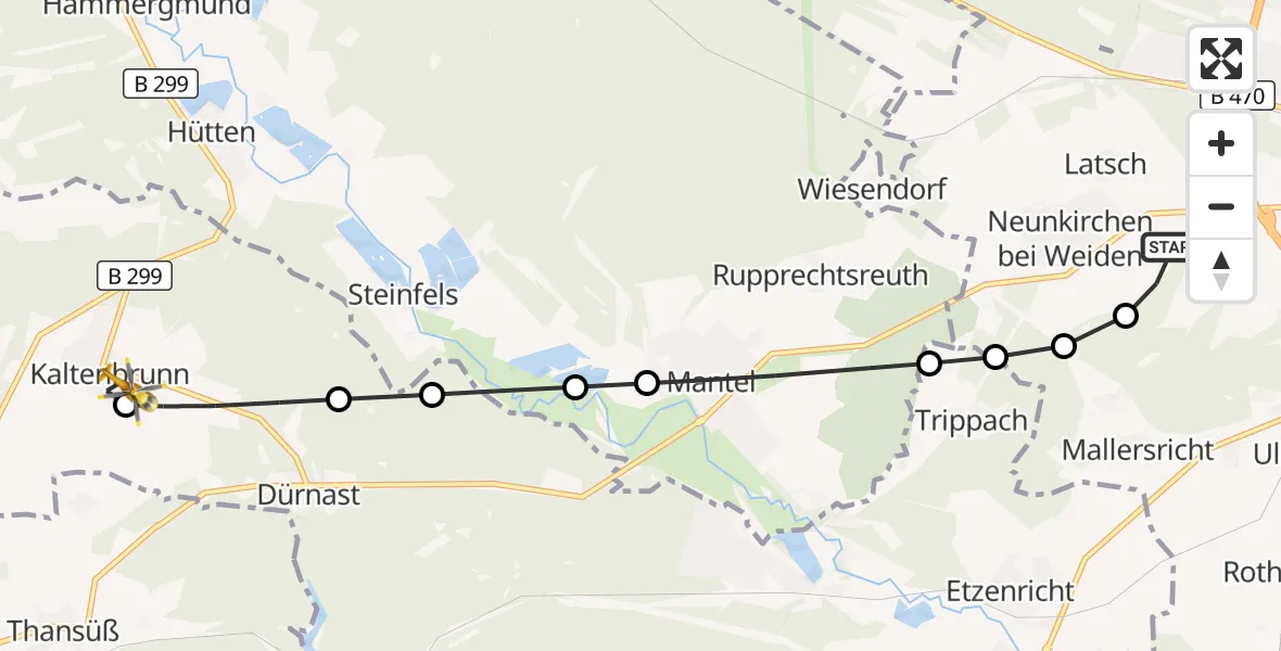 Flugroute Rettungshubschrauber Latsch - Kaltenbrunn, 10 März 2026, 07:20
