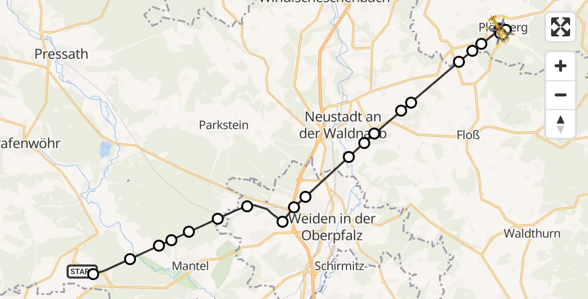 Flugroute Rettungshubschrauber Kaltenbrunn - Schönkirch, 10 März 2026, 08:03